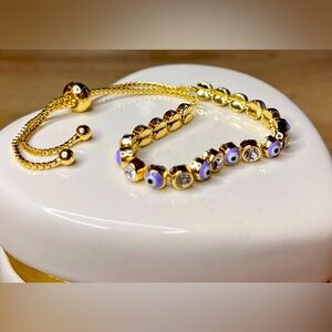 18k gold plated adjustable evil eye lilac bracelet